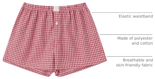 Image of Women Y2k Pajamas Shorts Micro Button Boxers Elastic Waist Cute Pj Bottoms Summer Plaid Lounge Short