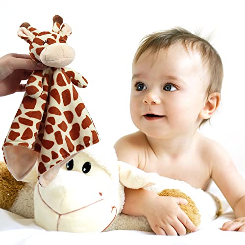 Image of CREVENT Cozy Plush Baby Security Blanket, Loveys for Baby Girls and Boys, Birthday (Monkey+Giraffe)