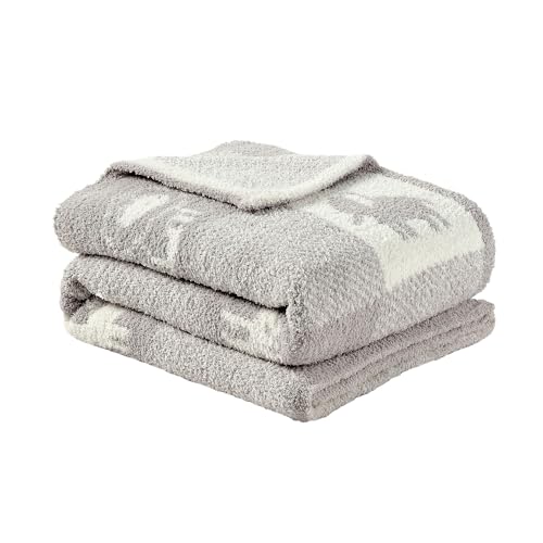 Image of CREVENT 30"X40" Cozy Soft Warm Knitted Baby Blanket for Girls Boys, Newborn Essentials for Infant, Baby Shower Receiving Gift - Animal Grey 75X100cm