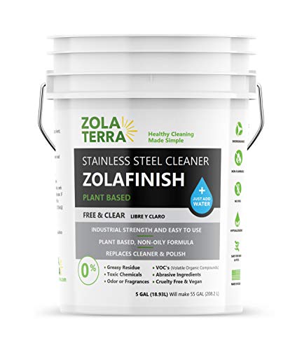 ZolaFinish, Stainless Steel Cleaner for Commercial Kitchen 5 Gallons (Concentrate)