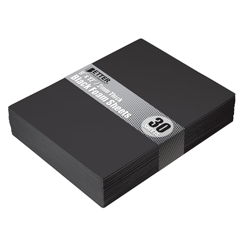Better Office Products Black EVA Foam Sheets 30 Pack 2mm Thick 9 x 12 Inch Black Color for Arts and Crafts 30 Sheets Bulk Pack