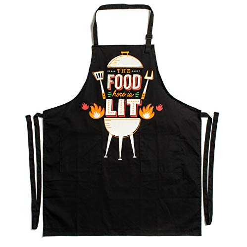 Lavley Lustige Küchenschürzen für Damen und Herren - Geschenk zum Grillen, Backen & Grillen, The Food Here is Lit, Einheitsgröße Cover