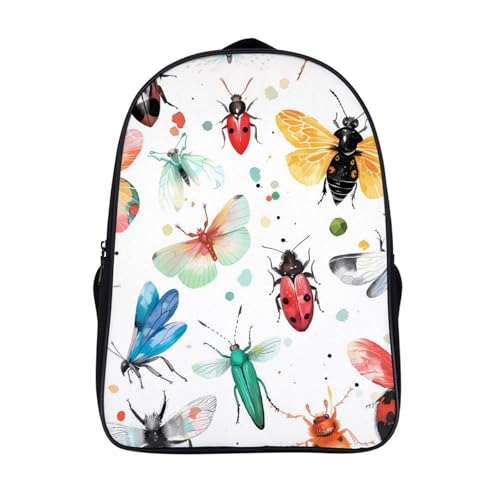 Colorful Insects Funny 16 Inch Backpack for Men Women Casual Daypack with 2 Compartment for Travel Work