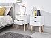 Home Source Nyborg Par de mesitas de Noche Estilo escandinavo, Blanco, 2 Drawer