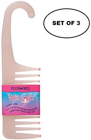 3 Shower Combs Hair Wide Tooth Dry Wet Gently Detangles Thick Long Durable Salon