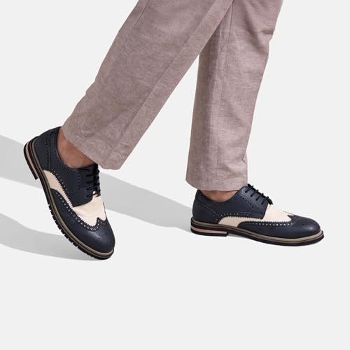 Image of Neeman's Jute Dress Oxfords for Men | Eco-Friendly Brogue Detailing with Cushioned Sole & Modern Heel | Classic Formal Shoes