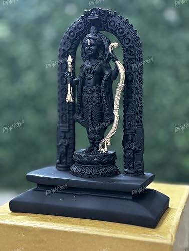 Divyakosh Ram Lalla Idol Ayodhya Murti/Idol for Temple/Worship. Ayodhya Ram Lalla Murti for Gift Pooja Decoration Item, Size 6.5 Inch, 3D Shape, Material-Marble Dust, Black