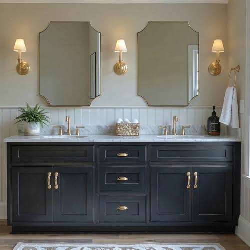 Image of MIRRORART Gold Bathroom Mirrors for Wall, 22x30'' Scalloped Mirror