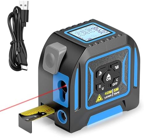 2-in-1 Laser Tape Measure, Lytool 130Ft/40m Laser Measurement Tool, 16Ft/5m Measuring Tape, Digital Laser Tape Measure with M/in/Ft/Ft+in Units, LCD Display, Self-Locking Tape, Belt Clip