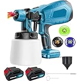Akku Farbsprühsystem,Kompatibel mit Makita 18V Akkus, Elektro HVLP Lackierpistole mit 3 Düsen, 3...