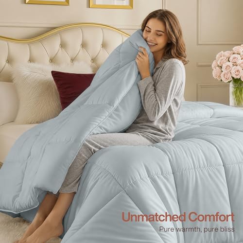 Image of Utopia Bedding Comforters California King Size, All Season Duvet Insert, Down Alternative Box Stitched Bed Comforter with Corner Tabs, Machine Washable (Light Grey)