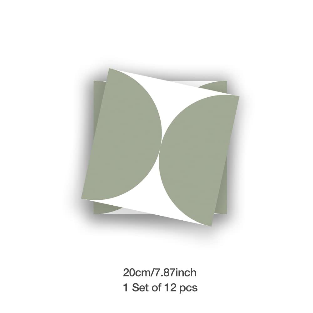 Piastrelle Adesive Cucina Mezzo Cerchio Verde Pannelli Decorativi Per Pareti,Piastrelle Adesive Cucina E Bagno,Impermeabile A Prova Di Olio PVC Paraschizzi Cucina Adesivo 36 PC(20x20cm)