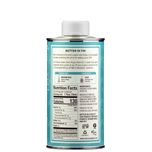 Image of La Tourangelle Organic Estate-Grown Extra Virgin Olive Oil, Single Origin California EVOO, Early Harvest, Cold-Pressed, Bright & Peppery, 16.9 fl oz