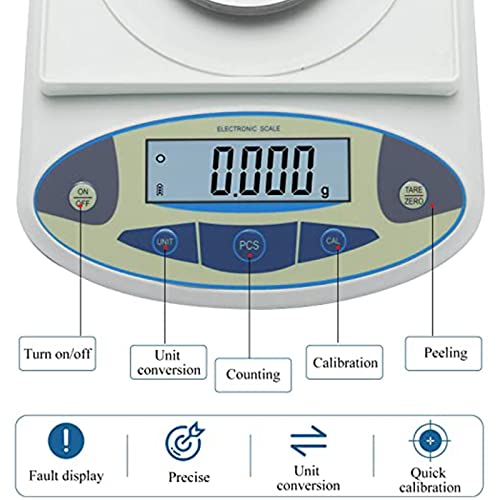 XYEJL 300g/500g/600g/1000g/2000g/3000g/0.01g Lab Scale Precision Analytical Electronic Balance Lab Precision Weighing Balance Scales Jewelry Scales Calibrated,1000g/0.01g