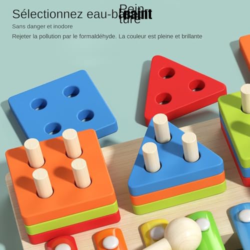 Puzzle Éducatif en Bois Formes et Planche Tri Formes Éducative Jouet Sensoriel Éveil