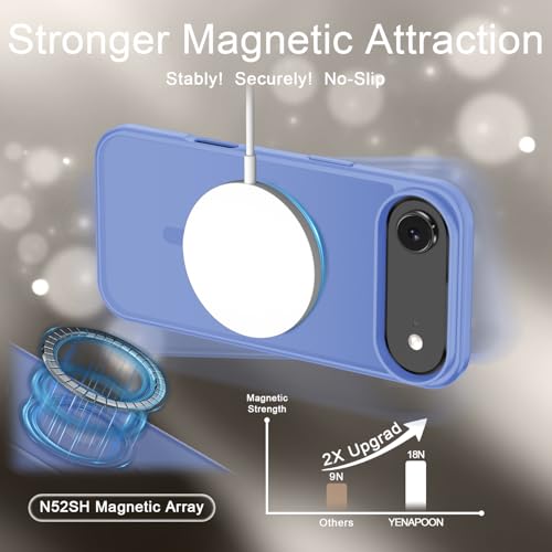 Image of YENAPOON for iPhone Air Case, Matte Magnetic Phone Cover [with 1 Screen Protector] [Support for MagSafe] [Shockproof Military Grade Protection] Translucent Frosted Back, Purple