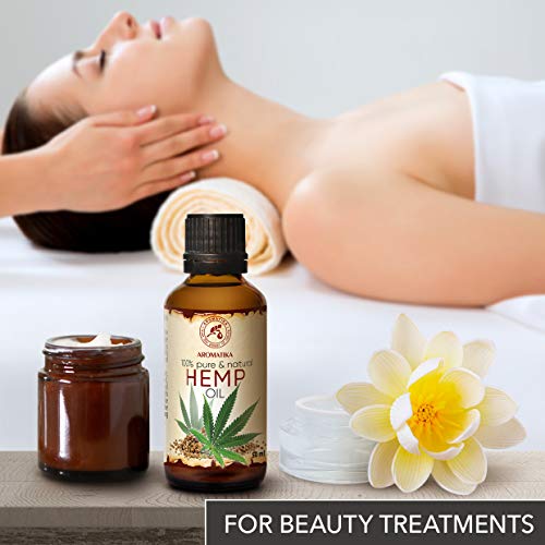 AROMATIKA Pure Hemp Oil 1.7 Fl Oz - Hemp Seed Oil - 100% Natural & Cold Pressed Carrier Oil used for Skin Care - Haircare - Massage - Cosmetics - Brown Glass Bottle 50ml - Oils Hemp - Image 8