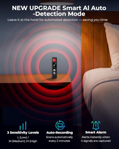 Apeemu Hidden Camera Detectors, Anti-Spy Camera Finder with LED Screen Rechargeable GPS Tracker&Bug Detector, Anti-Theft Alarm, 7 Modes Portable Privacy Protection for Airbnb, Hotel, Car, Office - image 3