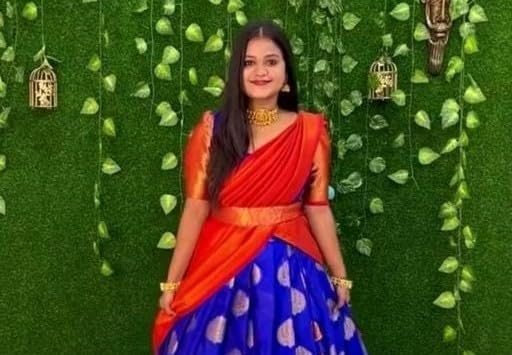 Image of RENVAANI FASHION Women's Indian Traditional Unstitched Kanjivaram Silk Pure Zari Weaving Lehenga Choli With Dupatta Attach With Unstitch Blouse Piece, Half Saree (HALF SAREE HT53 KHAJURI ROYAL RED)