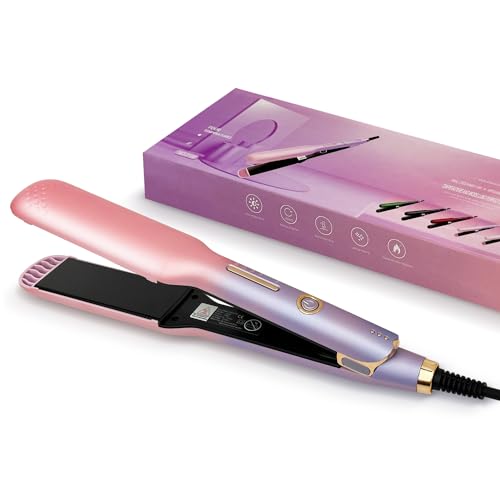 OOYY Flat Iron Hair Straightener and Curler 2 in 1 with Fast Heating, Dual Voltage Flat Iron for Hair, Adjustable Temp, Gift for Girls Women(Rose Gold)
