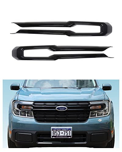 Image of TOYCIDFG Front Grille Trim Strips Compatible with Ford Maverick 2022 2023 2024 Truck Grille Trim Strips Cover Frame Car Decorations Stickers (Bright Black)