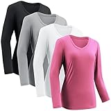 Moisture Wicking Shirts for Women Quick Dry Athletic Running Long Sleeve T Shirts Womens V Neck Workout Tops