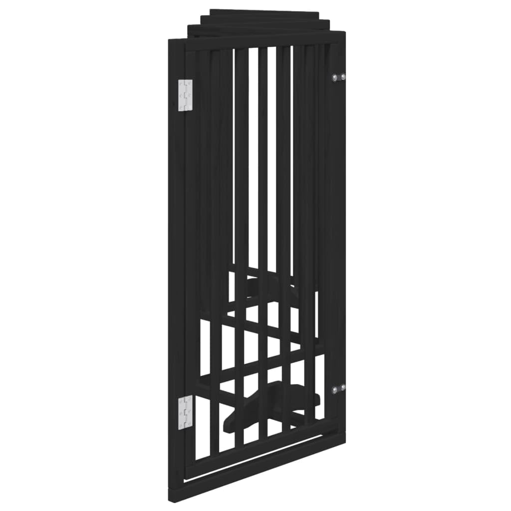 Homgoday Puerta para Perros Plegable 6 Paneles Madera álamo Negra 300 cm Barrera para Perros Plegable Valla para Mascotas Pequeña Barrera de Seguridad para Escalera Pasillo