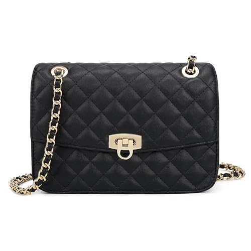 Quilted Crossbody Bags For Women, Shoulder Bag Leather Purses For Women With Chain Strap Trendy