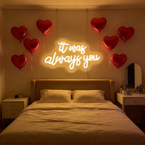 Image of It's Always You Neon Sign Warm White Wedding Neon Signs USB Powered LED Signs for Bedroom Wall Decor Light up Signs for Festival Anniversary Valentane's Day Birthday