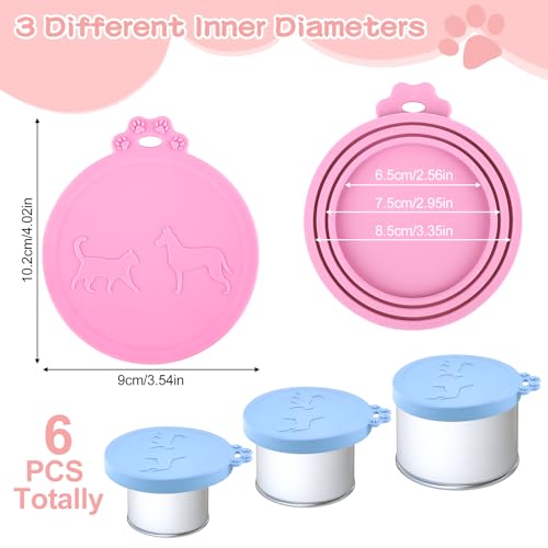 Deepton 6 Stück Dosendeckel, Silikon Deckel für Dosen, Dosendeckel Katzenfutter Hundefutter Bunt, Tierfutter-deckel 70g, 85g, 200g, 400g für Hunde, Katzen Tierfutterdosen