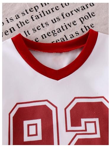 WDIRARA Toddler Girl's 2 Piece Outfit Number Graphic Short Sleeve Jersey Shirt Baggy Pants Set Tracksuit3