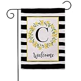 ULOVE LOVE YOURSELF Welcome Farmhouse Decorative Garden Flags with Letter C/Lemons Wreath Double...