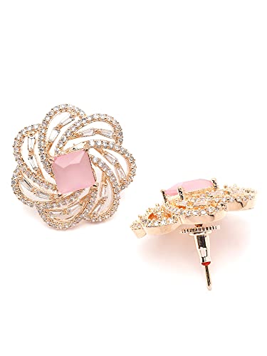 Image of Karatcart Women Green American Diamond Stud Earrings