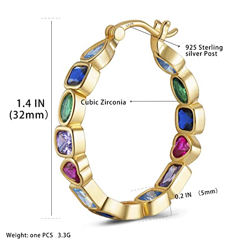 925 Sterling Silver Post Hoop Earrings For Women Multcolors Cubic Zirconia Gold Plated Christmas Birthday Party Jewelry Gifts For Women Gilrs Weinuo #TOP1