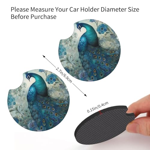 Porta vasos para carro 2 piezas diseño Peacock universal miniatura 4