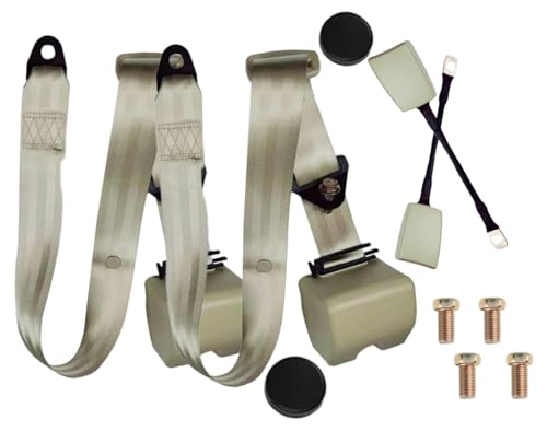 2 Pack 3 pt Pads Adjustable Retractable Straps Cover Universal Replacement Set for Golf Cart Go Kart Minivan Van SUV UTV VR Pickup Truck for Modification Belt Protective Covers Kit (Beige)