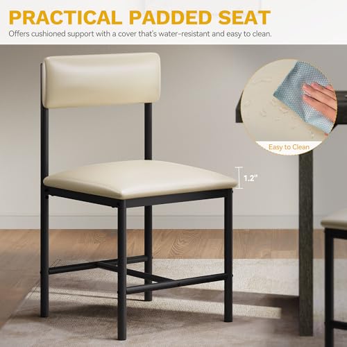 DWVO Dining Room Chairs Set of 4 White Modern Upholstered Dining Chairs Faux Leather Restaurant Chairs with Metal Legs for Living Room Kitchen 4 Pack, White