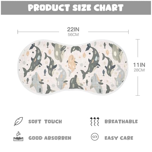 Soft Colors Camouflage Whale Cotton Baby burping Cloths Easy Care washcloth for Unisex Set of 2, 22x11in4