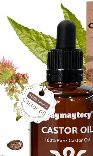 60ml Aceite de Ricino, Aceite de Ricino Puro Prensado, Aceites de Ricinos Prensado en Frío, Adecuado para Hombres y Mujeres, Nutre el Cuero Cabelludo, Cejas, Cuidado de Piel