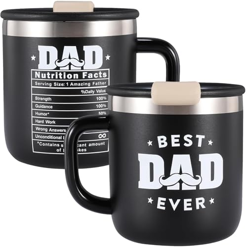 HottKiiper Best Dad Ever Gifts from Daughter Son, Stainless Steel Coffee Mug with Lid for Father, Husband, Uncle, Gifts for Father's Day (14oz Black) - image 1