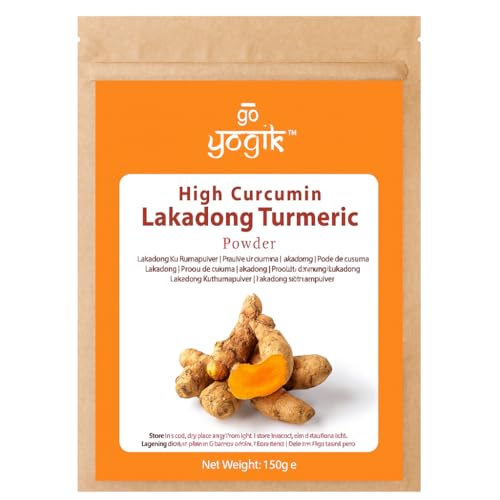 Go-Yogik Lakadong Kurkumapulver – 150 g , Hoher Curcumingehalt 7–9 %, Laborgeprüft auf Reinheit | Glutenfrei, Ohne Gentechnik, Traditionell angebaut & sonnengetrocknet | Superfood & Ayurveda