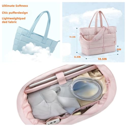 Tote Bag for Women, Puffer Bag and Work Bags with Zipper for Travel, Daily, School, Quilted Nurse Shoulder (Beige)2