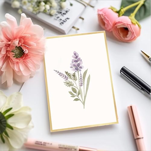 Slapaflife BLANK CARD FLOWER 01 Cards,Elegant Gold Foil Floral Design Blank Greeting Cards 4X6,20Pack -Blank Greeting Cards,Formal All Occasion Cards,Note Cards thumb #7