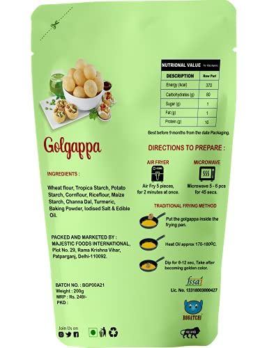 Image of BOGATCHI Pani puri packet ready to eat - Fry or Bake in Microwave | instant pani puri pellets | Golgappe Packet Readymade | Pani Puri Papad | pani poori Panipuri packets - Value Pack, 200g
