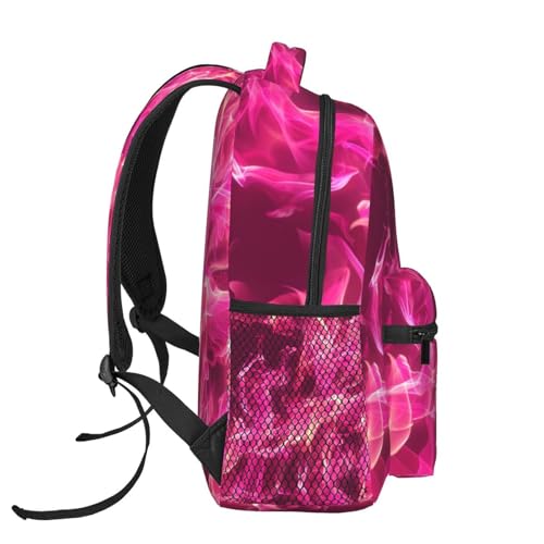 Pink Fire Flames Lightweight Backpack Travel Casual Bags for Women or Men 15.7 Inches3