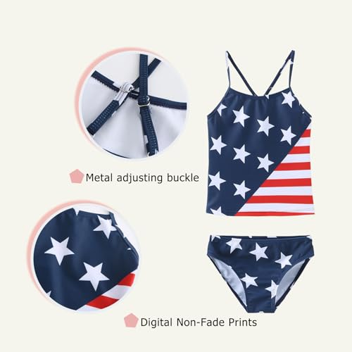 Image of Girls Two Piece Tankini Swimsuits Hawaiian Ruffle Bathing Suit Summer Beach Swimwear Set