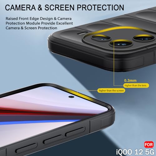 TheGiftKart Liquid Silicon Back Cover Case for iQOO 12 5G | Shockproof Military Grade Protection | Micro-Fibre Cloth On Inner Side | Built-in Anti-Slip Grip iQOO 12 5G Back Cover (TPU, Black)