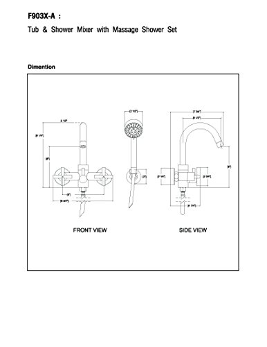 Modona 6" European Style Tub & Shower Mixer With Hand Held Shower Set – Cross Handles - Made Of Brass - 5 Year Warrantee #TOP6