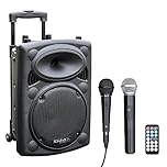 Ibiza - PORT10VHF-BT - Altoparlante portatile da 10"/500W MAX con 2 microfoni (cablati e VHF), telecomando e copertura protettiva - Bluetooth, USB, SD - Durata della batteria da 5 a 7h - Speaker Box