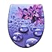 Produktbild eSituro Toilettendeckel, WC Sitz mit Absenkautomatik, Klodeckel mit Schnellverschluss, 360° verstellbaren Scharnieren, Klobrille aus Duroplast, Violett mit Regentropfen-Druck